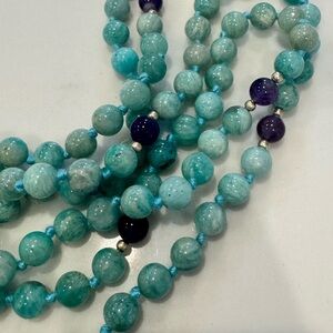 Turquoise and Purple Amazonite Mala Meditation Necklace